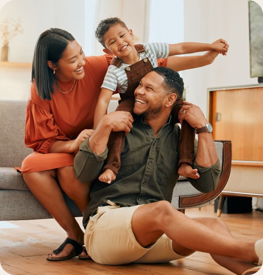 Family playing together in the living room