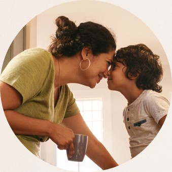 Mother and son laughing nose to nose